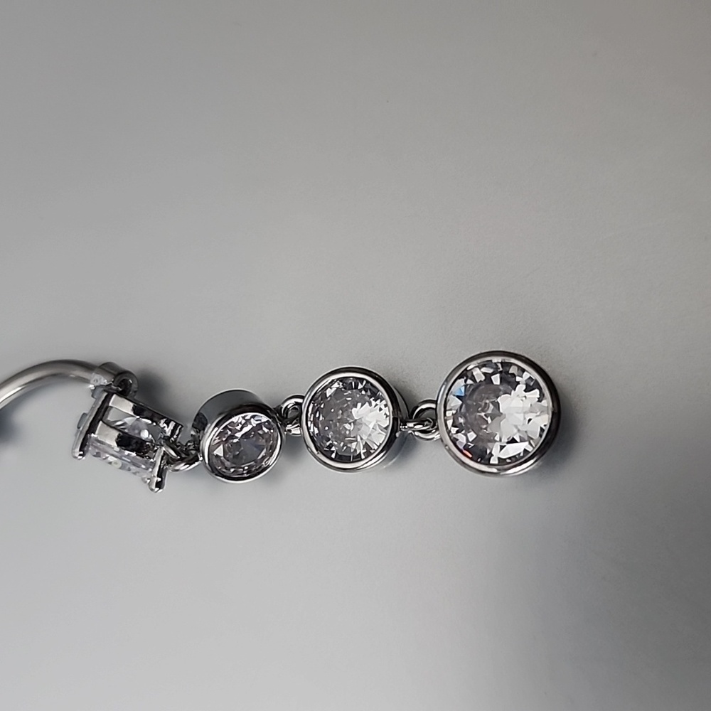Belly BUTTON RING STAINLESS STEEL  14G  Dangle Gem - Picture 4 of 4